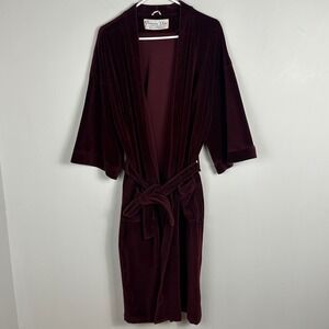 Vintage Christian Dior Monsieur Burgundy Red Velvet Velour Bath Robe One Size